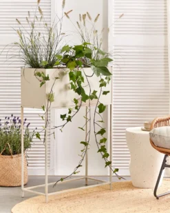 Forhøjet plantekrukke TAPIEN Metal 70 cm Beige