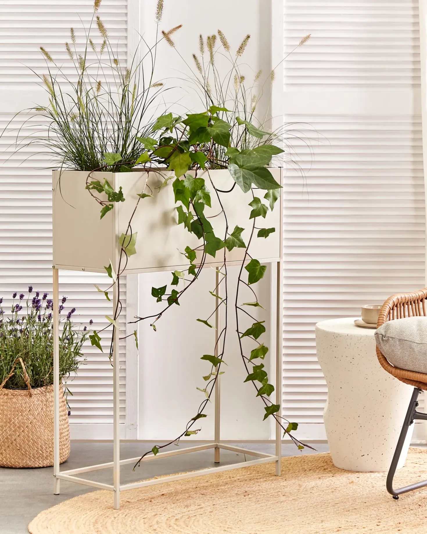 Forhøjet plantekrukke TAPIEN Metal 70 cm Beige
