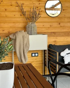 Forhøjet plantekrukke TAPIEN Metal 70 cm Beige