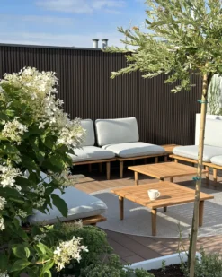 FRASCATI 4 personers Loungesæt med bord Lysegrå Certificeret akacietræ