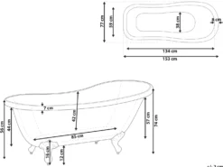 Fritstående badekar CAYMAN 153 x 77 cm Rød