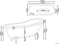 Fritstående badekar CAYMAN 170 x 76 cm Blå