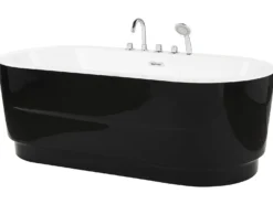 Fritstående badekar EMPRESA med armaturer 170 x 80 cm Sort