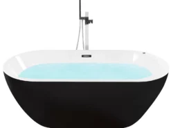 Fritstående spabad med LED NEVIS 170 x 80 cm Sort