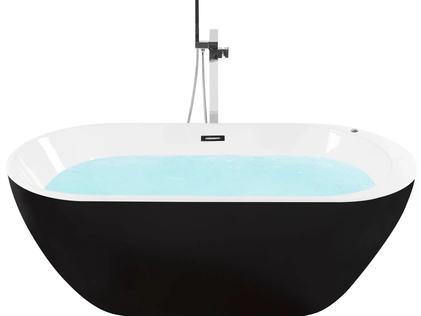 Fritstående spabad med LED NEVIS 170 x 80 cm Sort