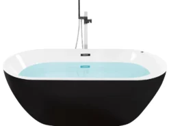 Fritstående spabad med LED NEVIS 170 x 80 cm Sort