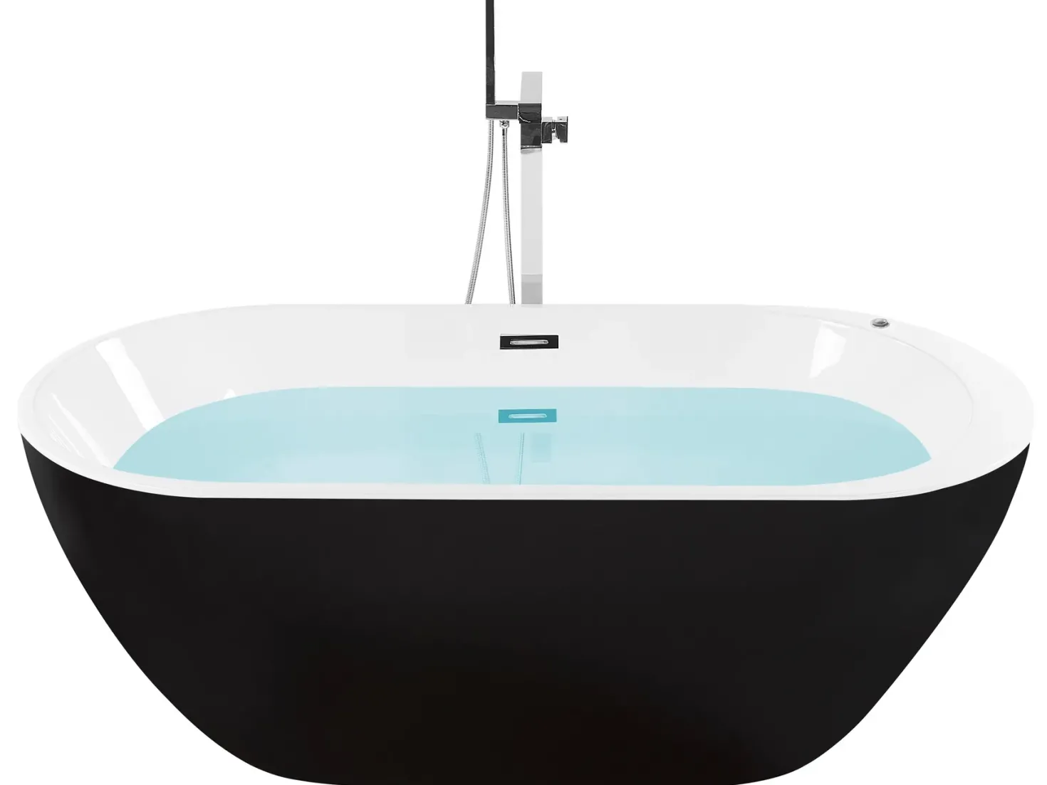 Fritstående spabad med LED NEVIS 170 x 80 cm Sort