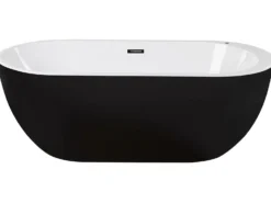 Fritstående spabad med LED NEVIS 170 x 80 cm Sort