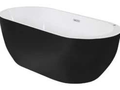 Fritstående spabad med LED NEVIS 170 x 80 cm Sort
