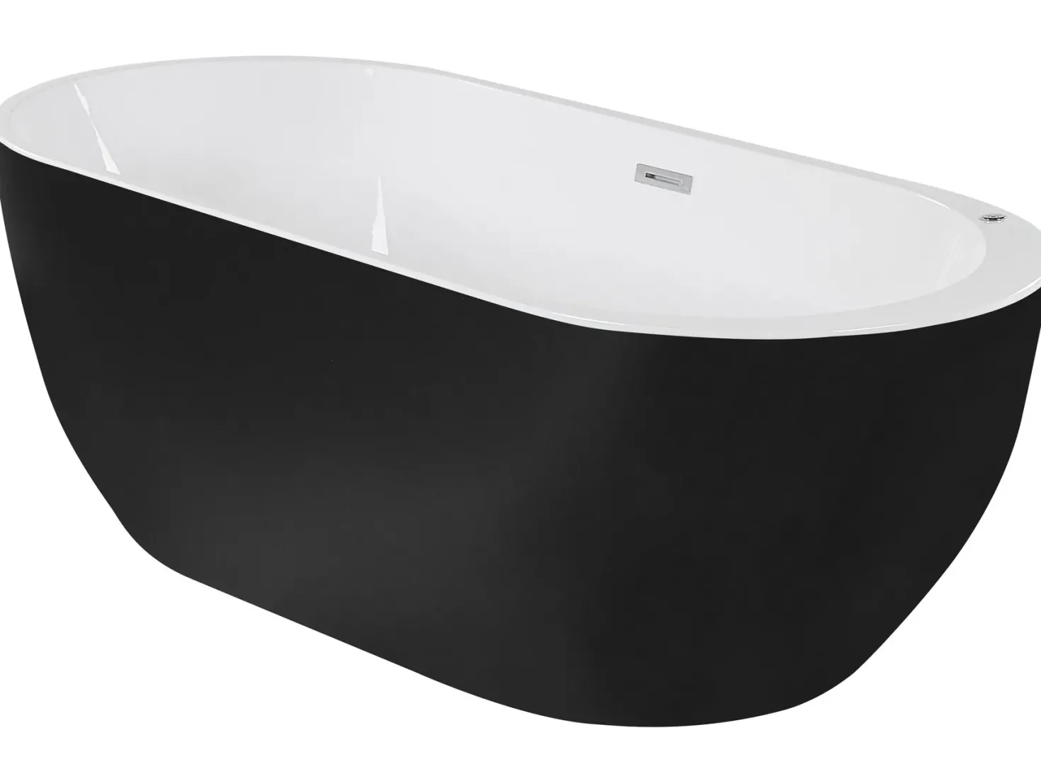 Fritstående spabad med LED NEVIS 170 x 80 cm Sort