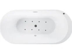 Fritstående spabad med LED NEVIS 170 x 80 cm Sort