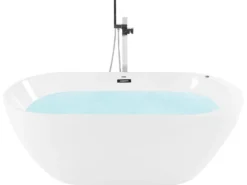 Fritstående spabad med LED NEVIS 170 x 80 cm Hvid