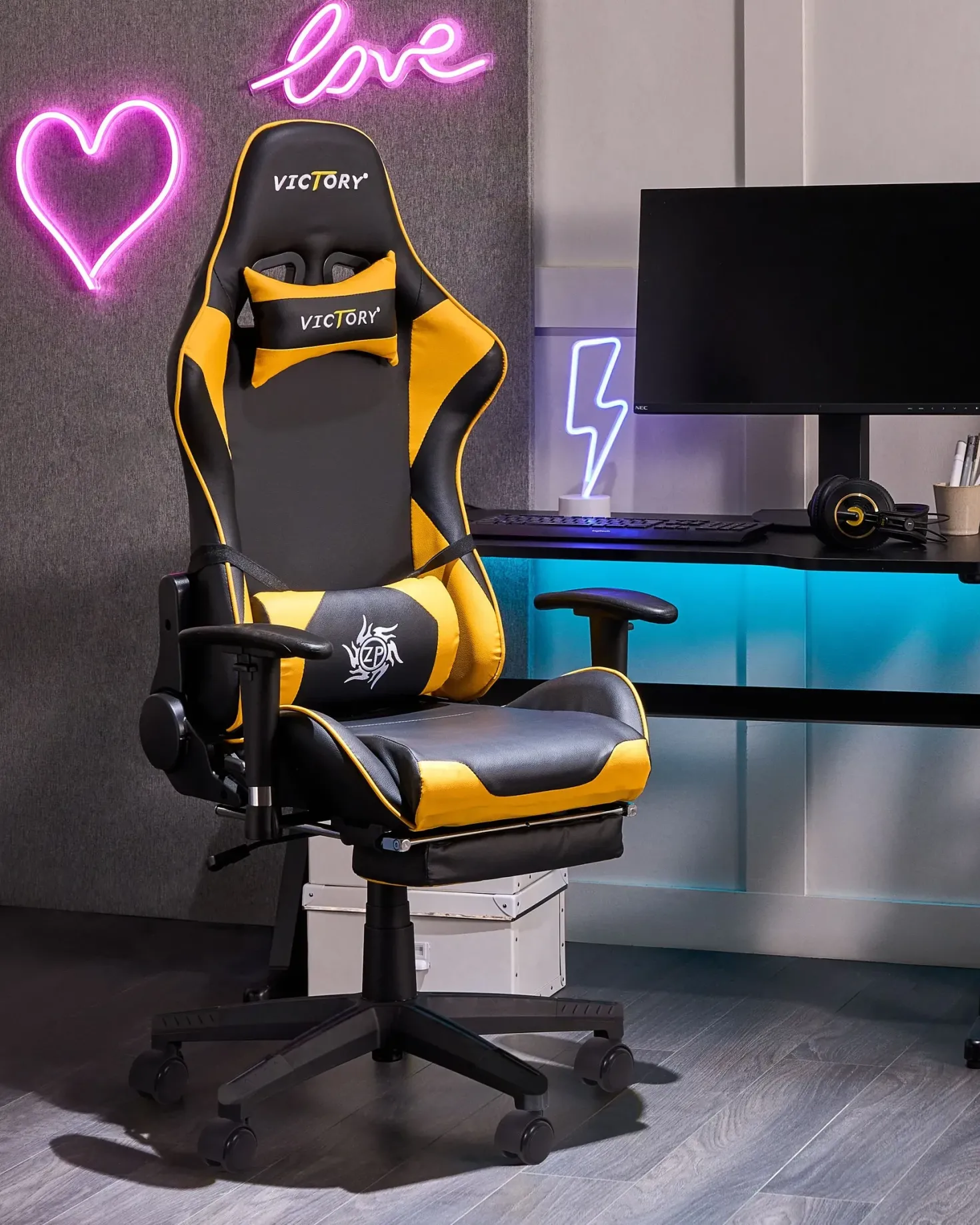 Gamingstol VICTORY Kunstlæder Gul