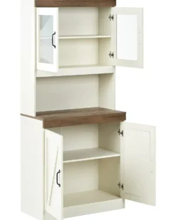 Glas vitrineskab KALBARRI 80 cm Brun/hvid