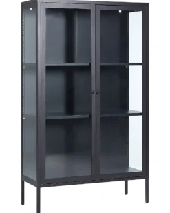Glas vitrineskab NASH Metal 90 cm Sort