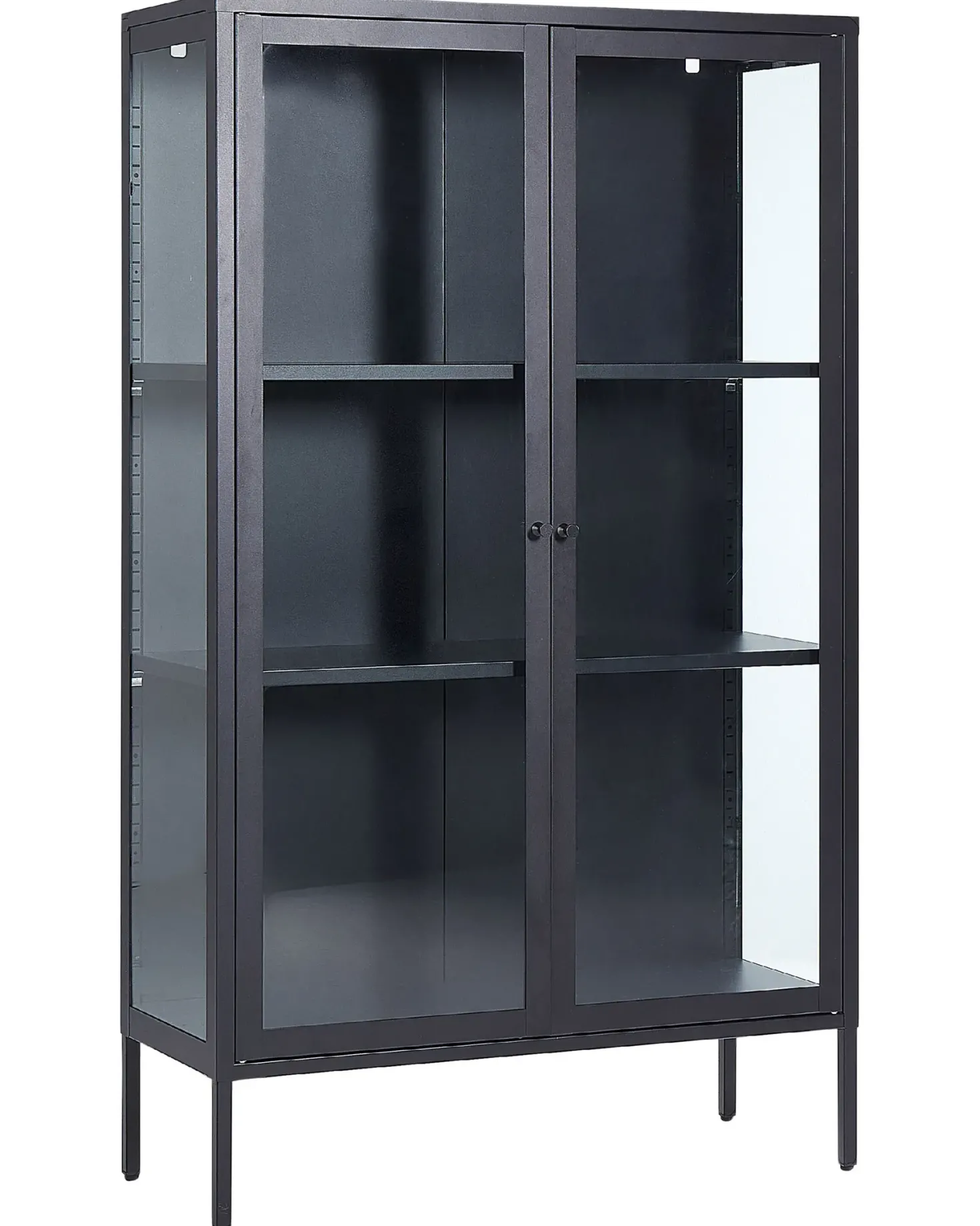 Glas vitrineskab NASH Metal 90 cm Sort