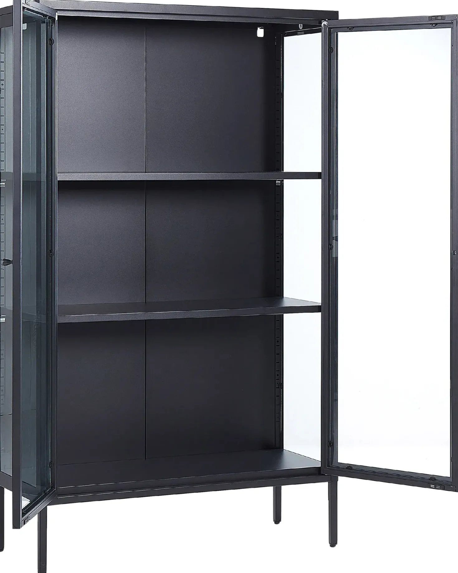 Glas vitrineskab NASH Metal 90 cm Sort