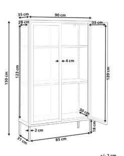Glas vitrineskab NASH Metal 90 cm Sort