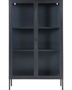 Glas vitrineskab NASH Metal 90 cm Sort