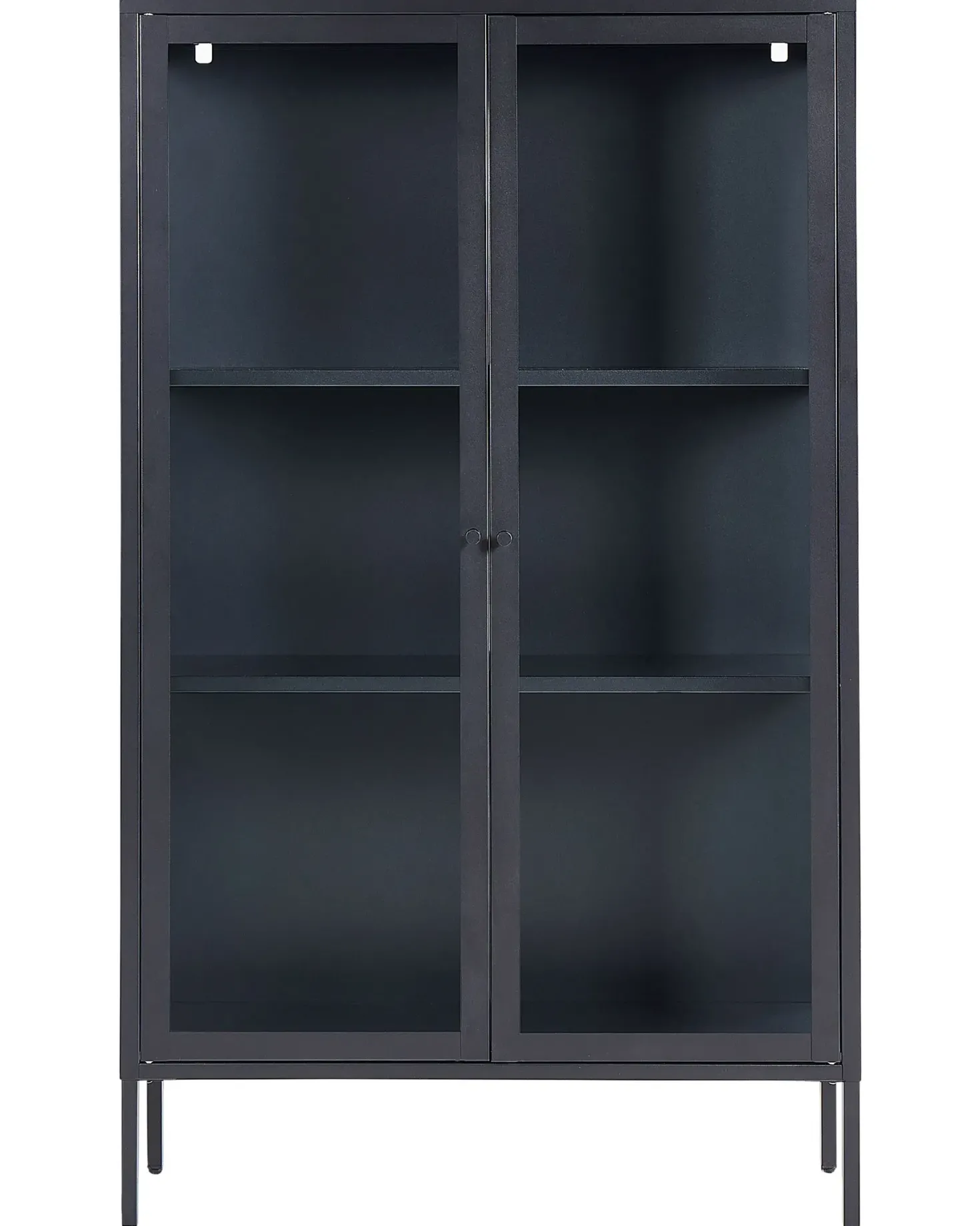 Glas vitrineskab NASH Metal 90 cm Sort