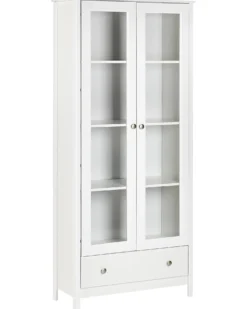 Glas vitrineskab NORNALUP 80 cm Hvid