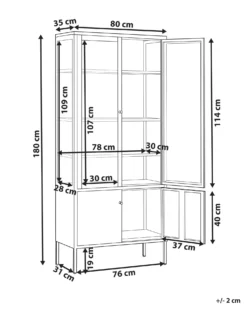Glas vitrineskab OXTED Metal 80 cm Guldbrun