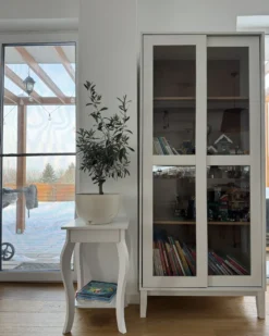 Glas vitrineskab RUMSON 80 cm Hvid