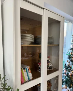 Glas vitrineskab RUMSON 80 cm Hvid