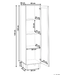 Glas vitrineskab TINGLEDALE 40 cm Hvid