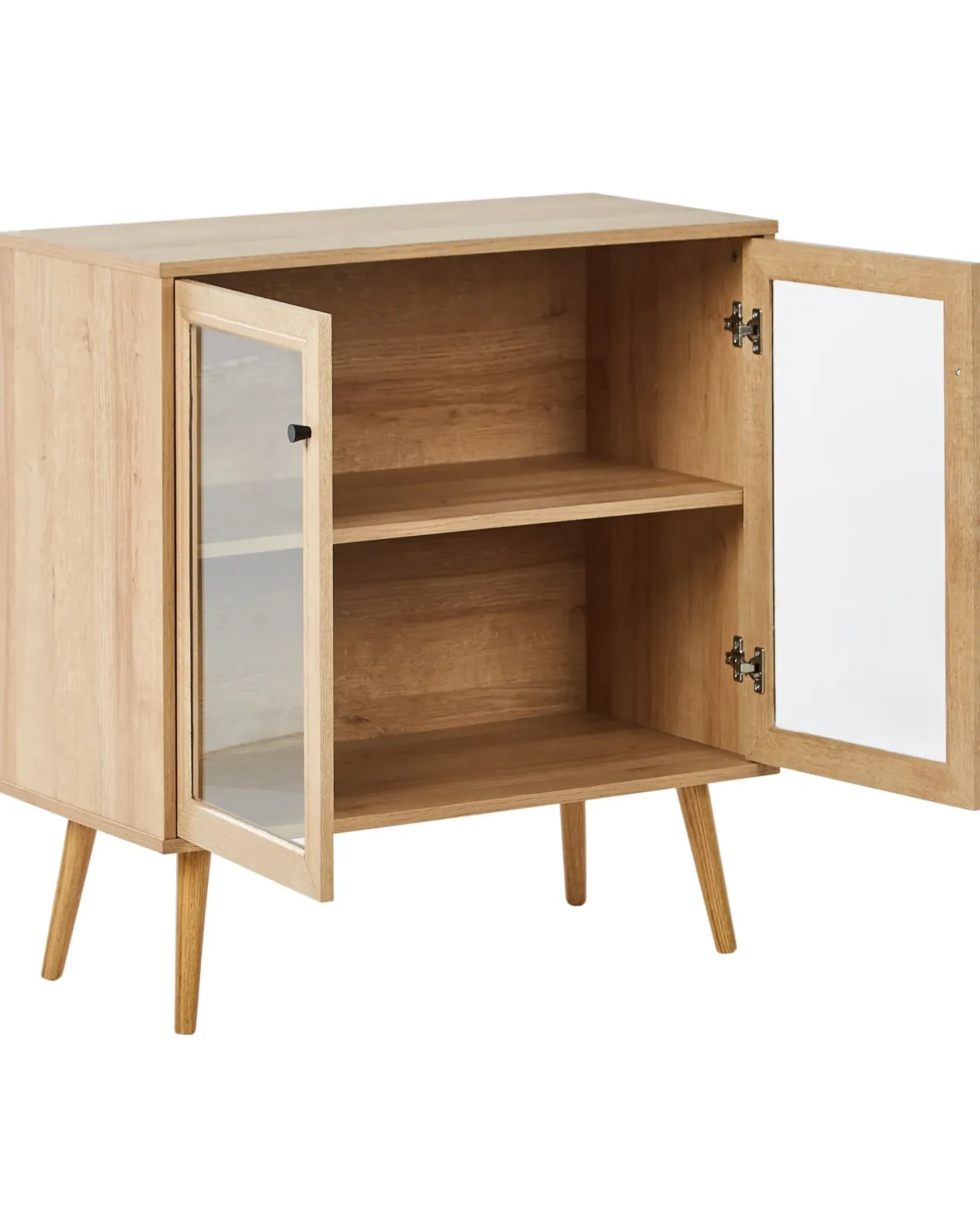 Glas vitrine skænk ALBANY 80 cm Lysebrun