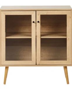 Glas vitrine skænk ALBANY 80 cm Lysebrun