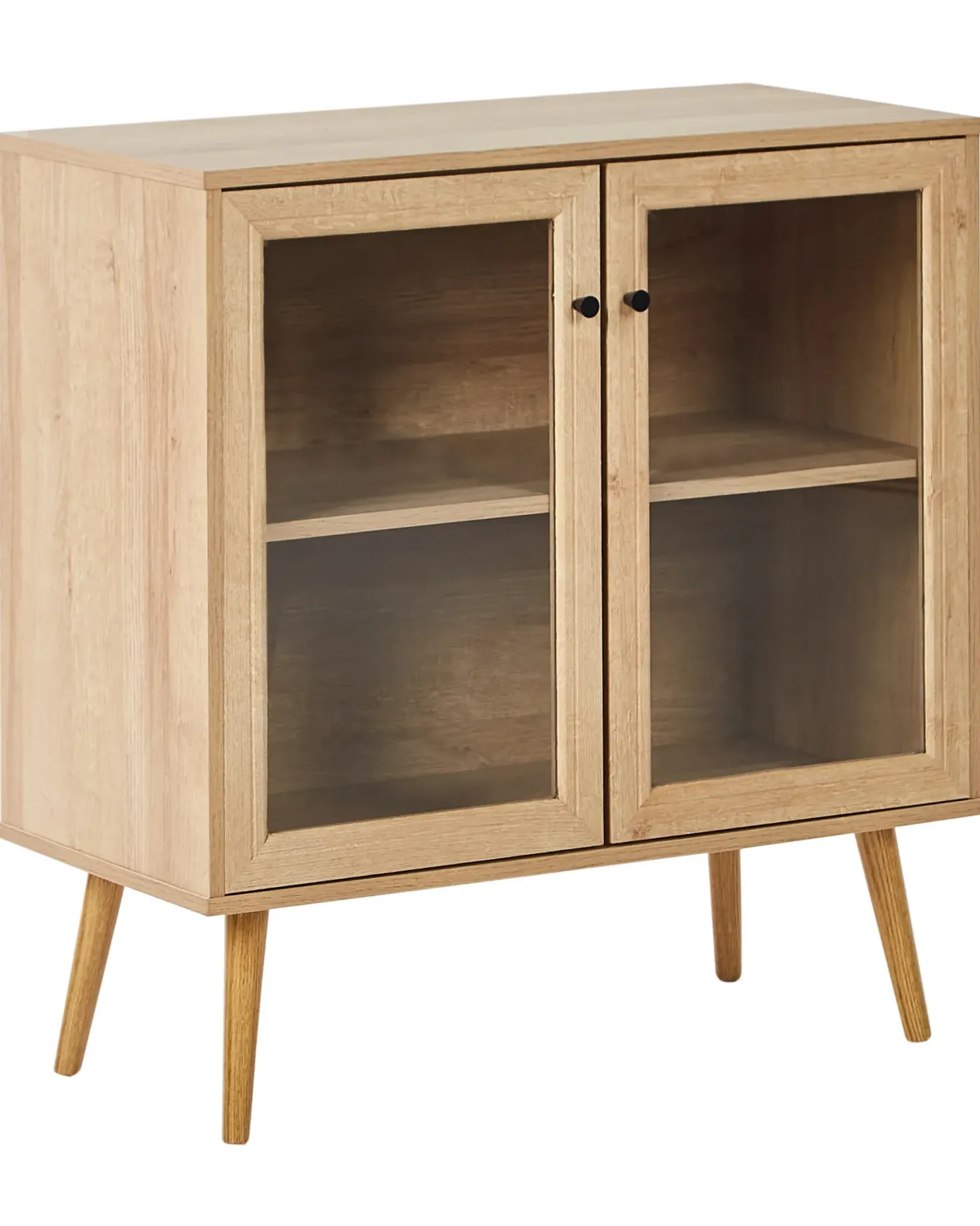 Glas vitrine skænk ALBANY 80 cm Lysebrun