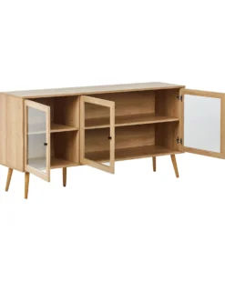 Glas vitrine skænk ALBANY 150 cm Lysebrun
