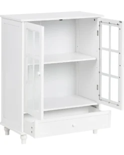 Glas vitrine skænk CARLET 71 cm Hvid