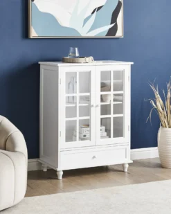 Glas vitrine skænk CARLET 71 cm Hvid