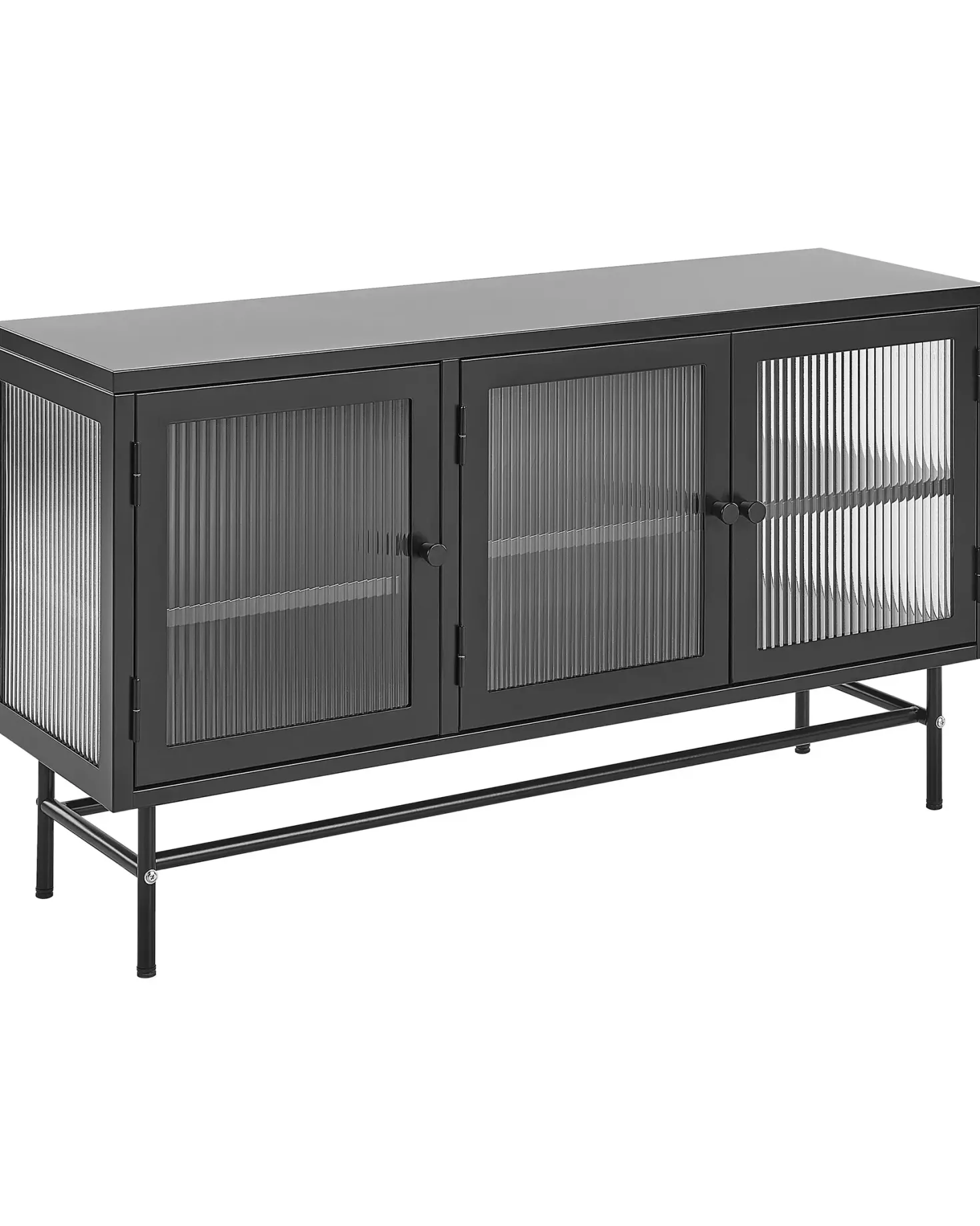 Glas vitrine skænk DEVON Metal 115 cm Sort