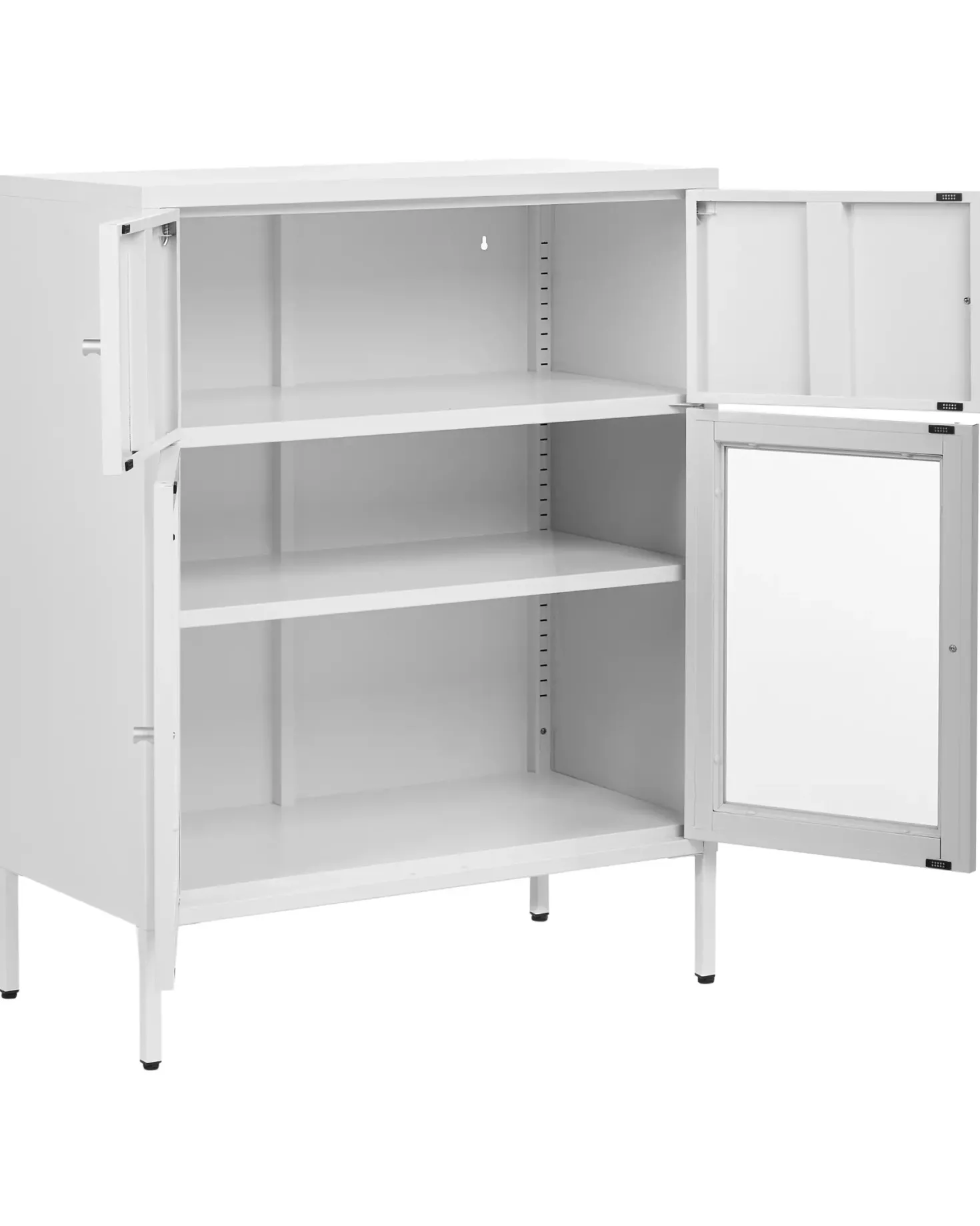 Glas vitrine skænk ESHOLT Metal 80 cm Hvid