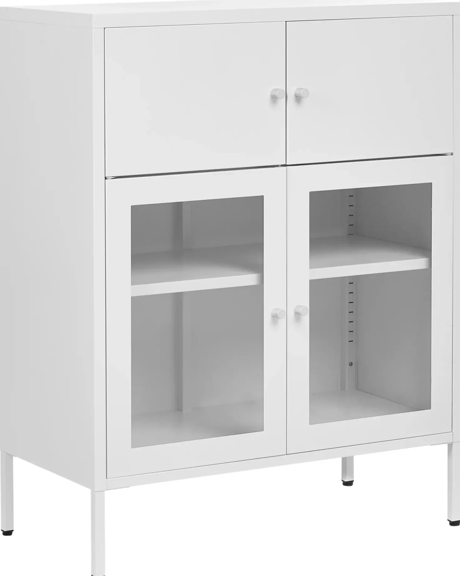 Glas vitrine skænk ESHOLT Metal 80 cm Hvid