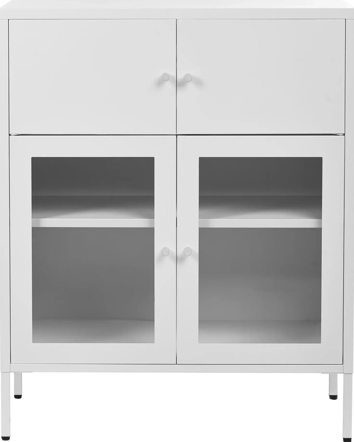 Glas vitrine skænk ESHOLT Metal 80 cm Hvid
