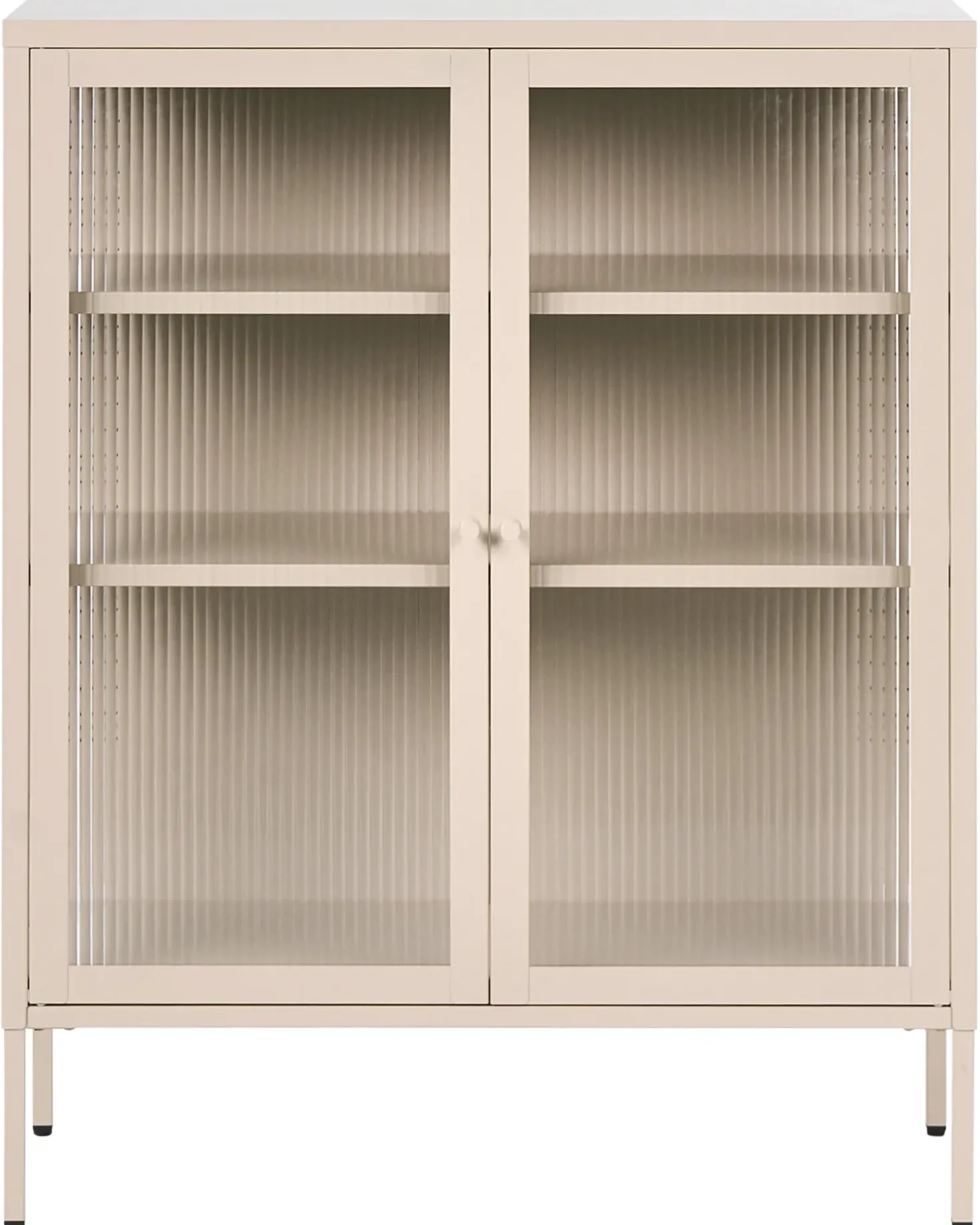 Glas vitrine skænk LERRYN Metal 90 cm Beige