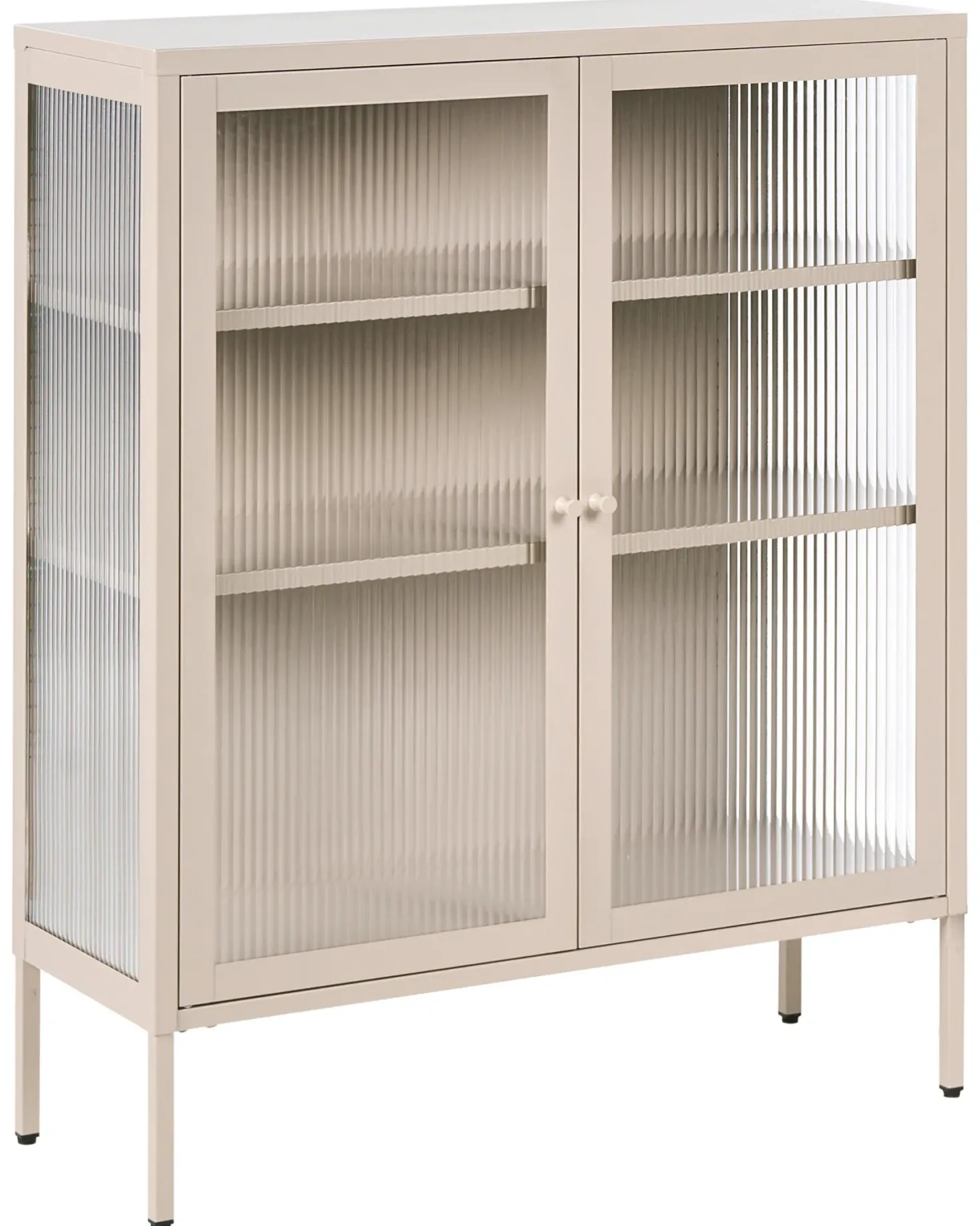 Glas vitrine skænk LERRYN Metal 90 cm Beige