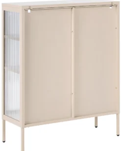 Glas vitrine skænk LERRYN Metal 90 cm Beige