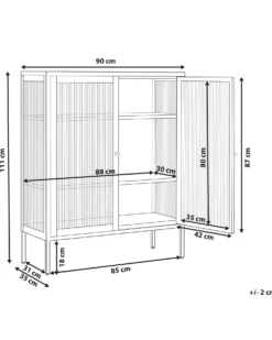 Glas vitrine skænk LERRYN Metal 90 cm Beige