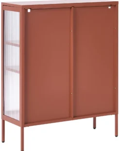 Glas vitrine skænk LERRYN Metal 90 cm Guldbrun