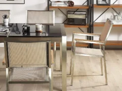 GROSSETO 6 personers Havemøbelsæt Sort/beige Basalt Trippelplade Flammet