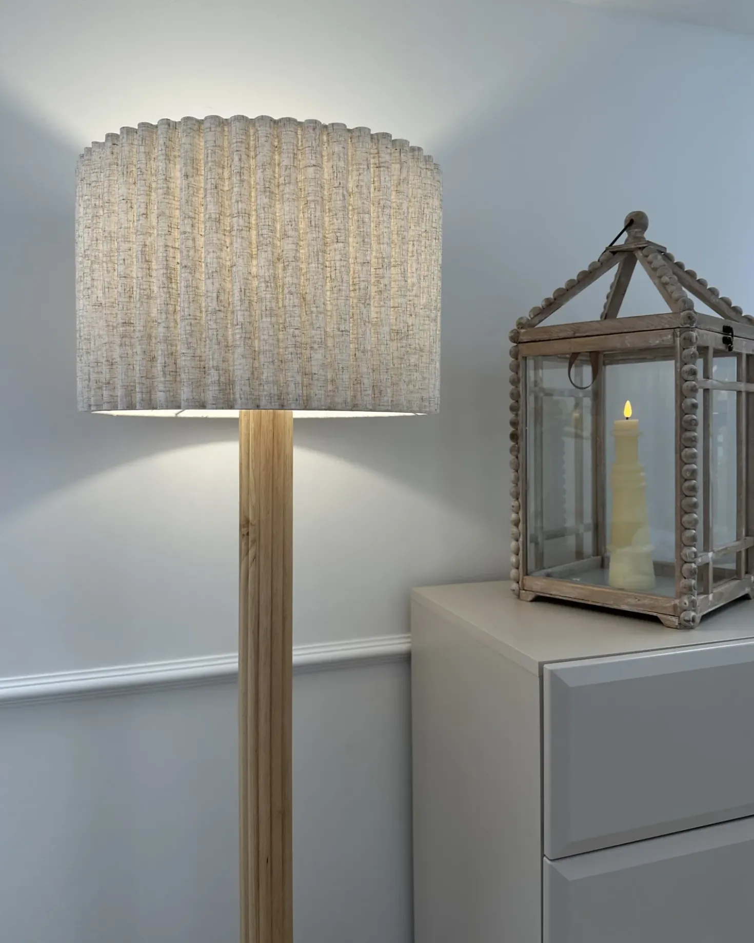 Gulvlampe BELESSA Hør Lys Beige