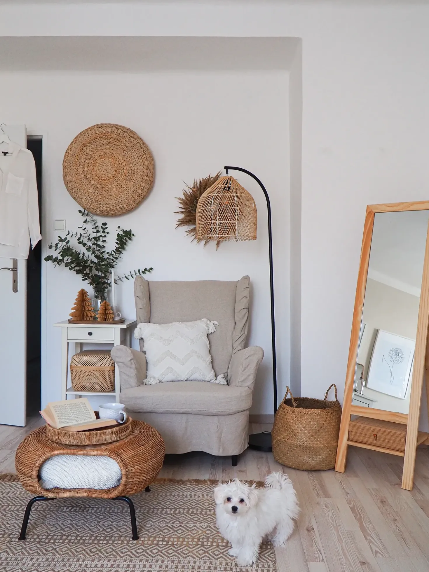 Gulvlampe BERNICA Rattan Naturlig
