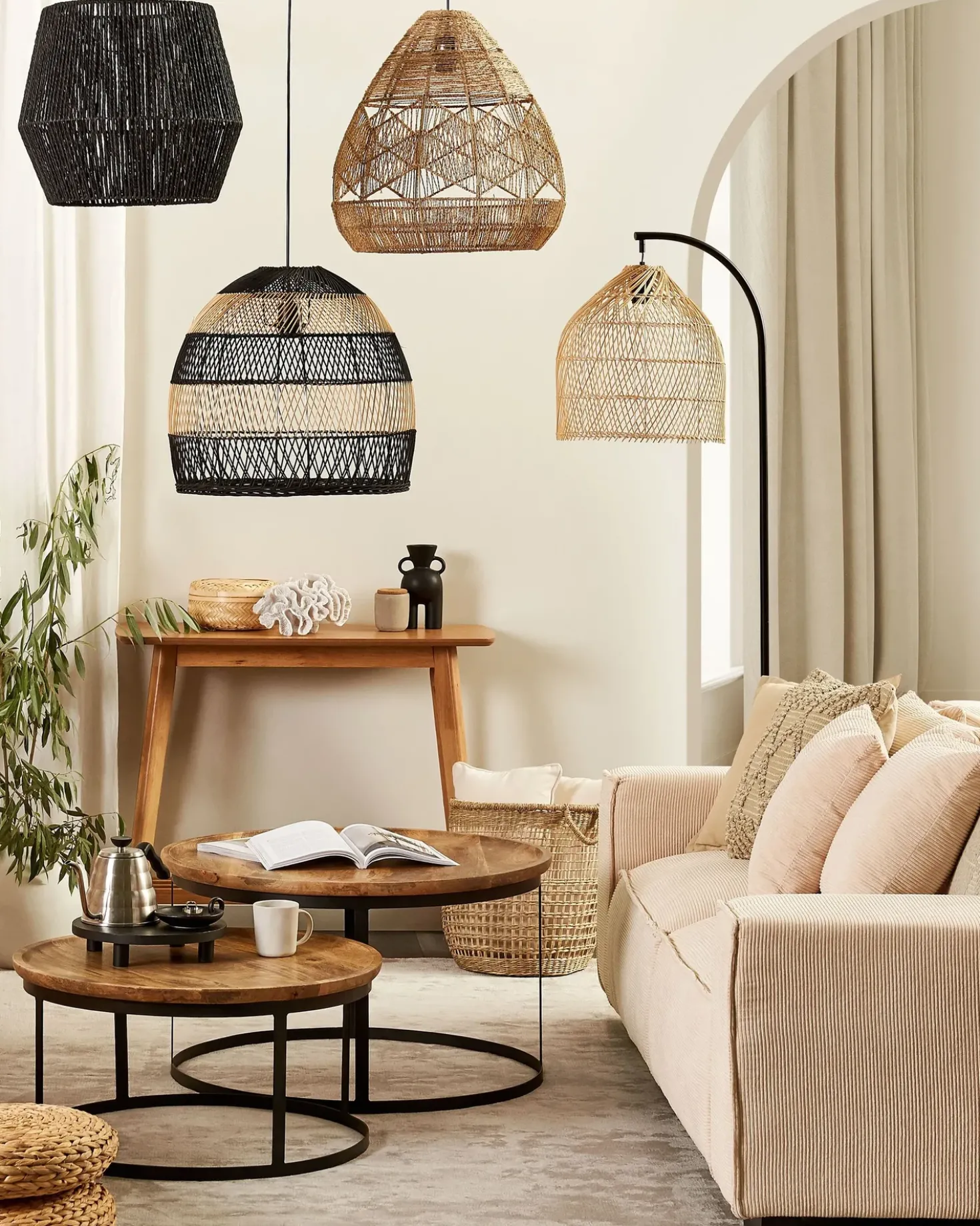 Gulvlampe BERNICA Rattan Naturlig