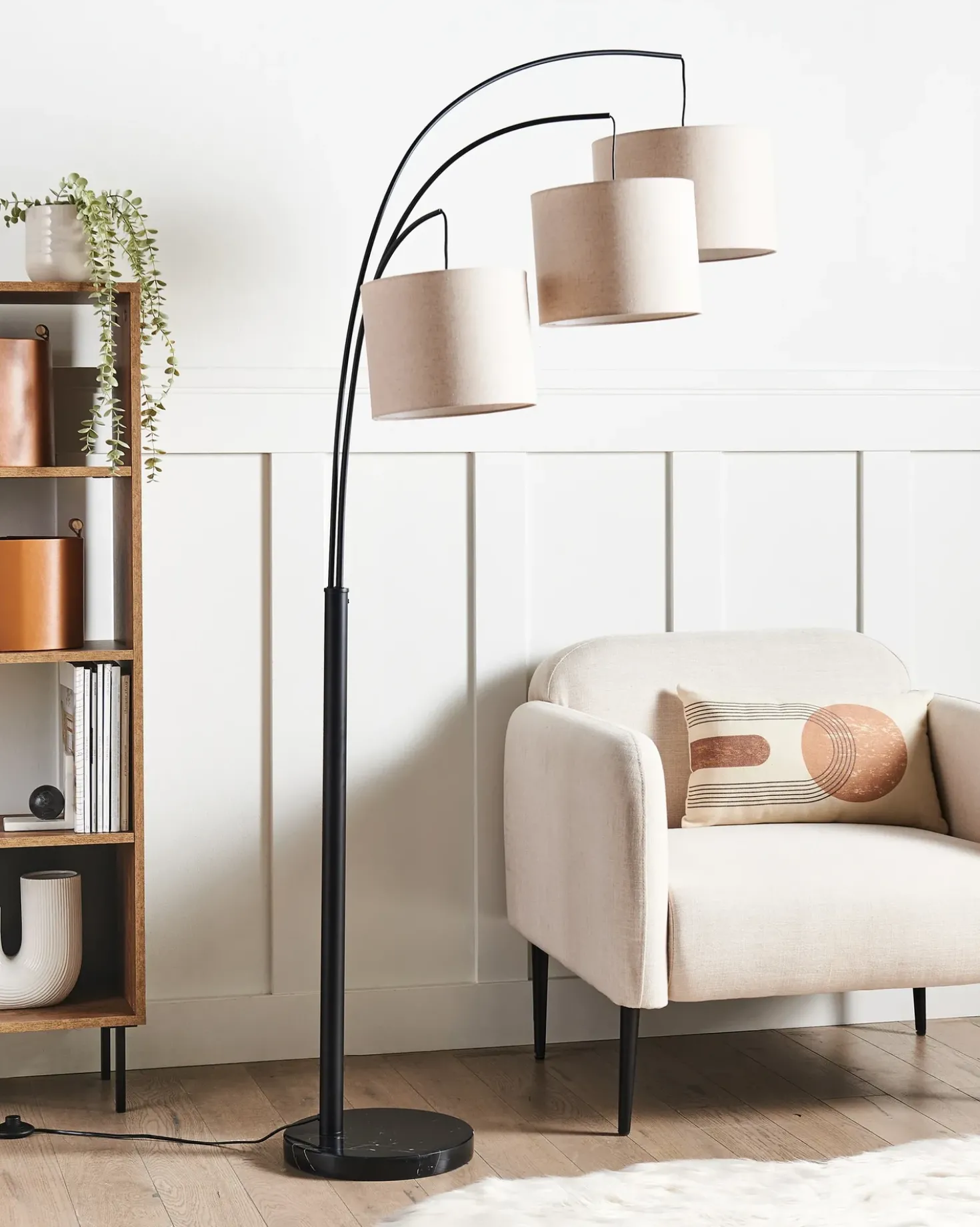 Gulvlampe CARONI Hør Beige