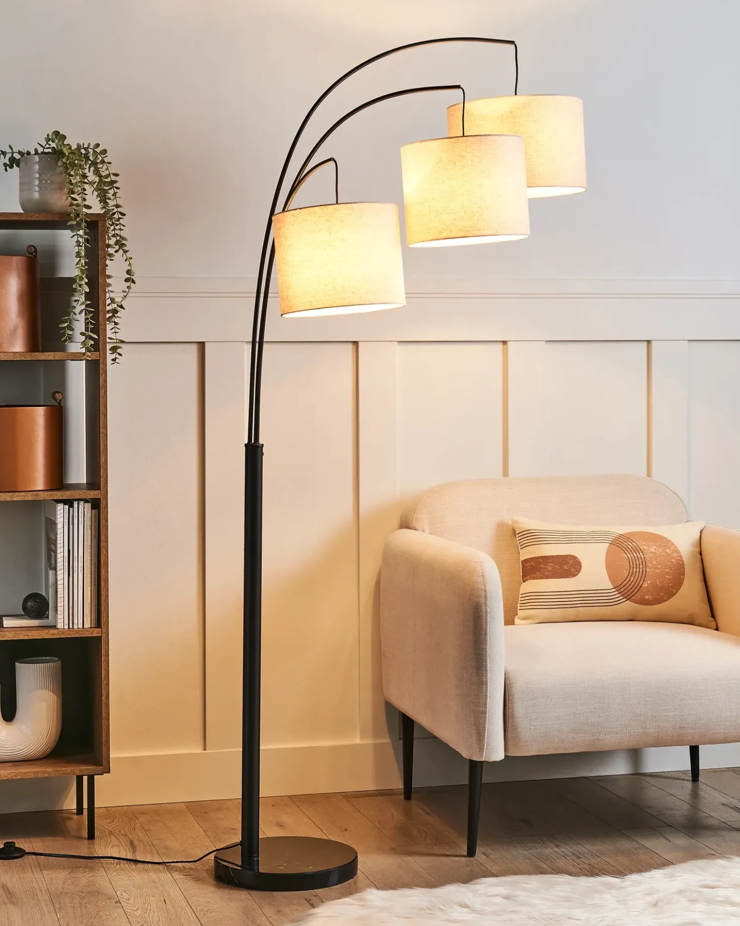 Gulvlampe CARONI Hør Beige